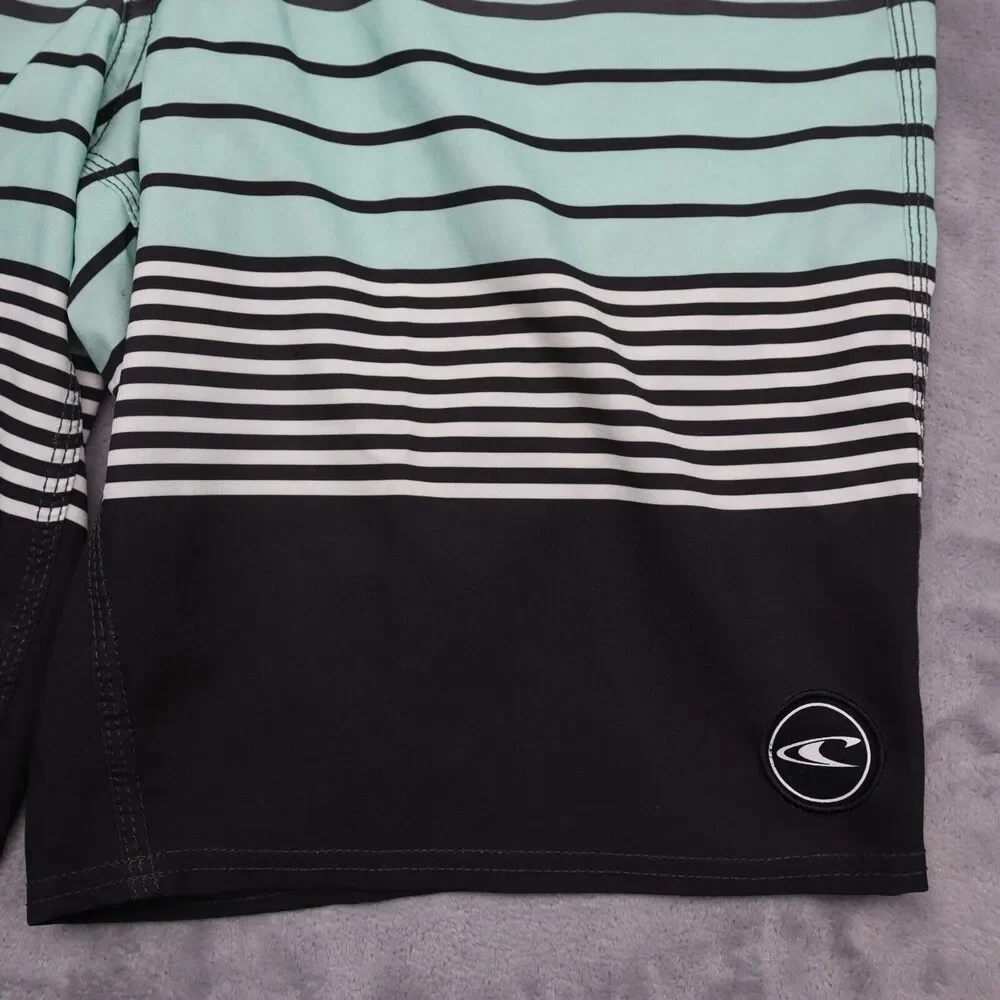 O Neill Shorts Mens 32 Multicolor Drawstring Zip Pocket Stripe Board Shorts